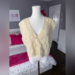 Cream Cable Knit Women's Sweater Vest